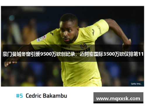 豪门曼城冬窗引援9500万欧创纪录，迈阿密国际3500万欧仅排第11